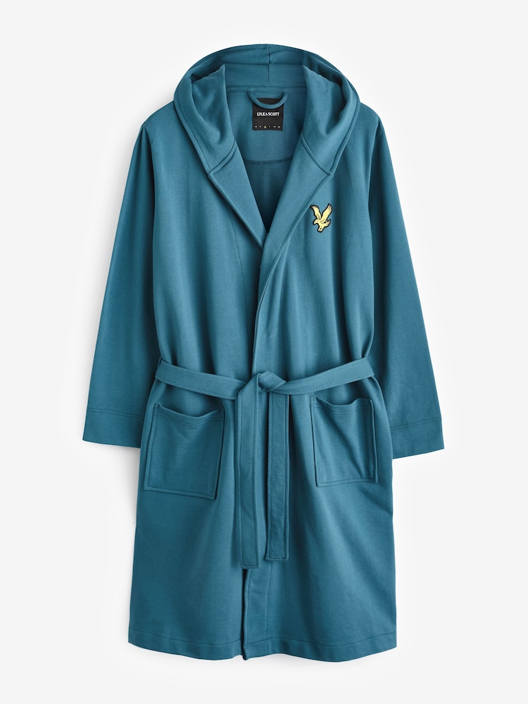 Lyle & Scott Blue 100% Cotton Enzo Hooded Bathrobe - Image 1 of 3