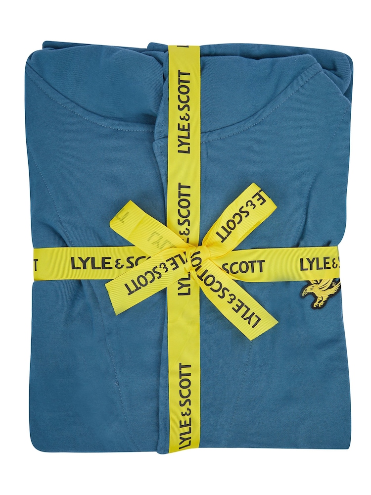 Lyle & Scott Blue 100% Cotton Enzo Hooded Bathrobe - Image 3 of 3
