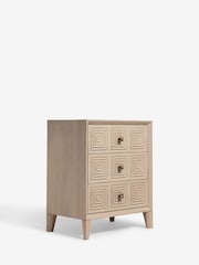 Light Grey Thalia Solid Mango Wood 3 Drawer Wide Bedside Table - Image 5 of 9