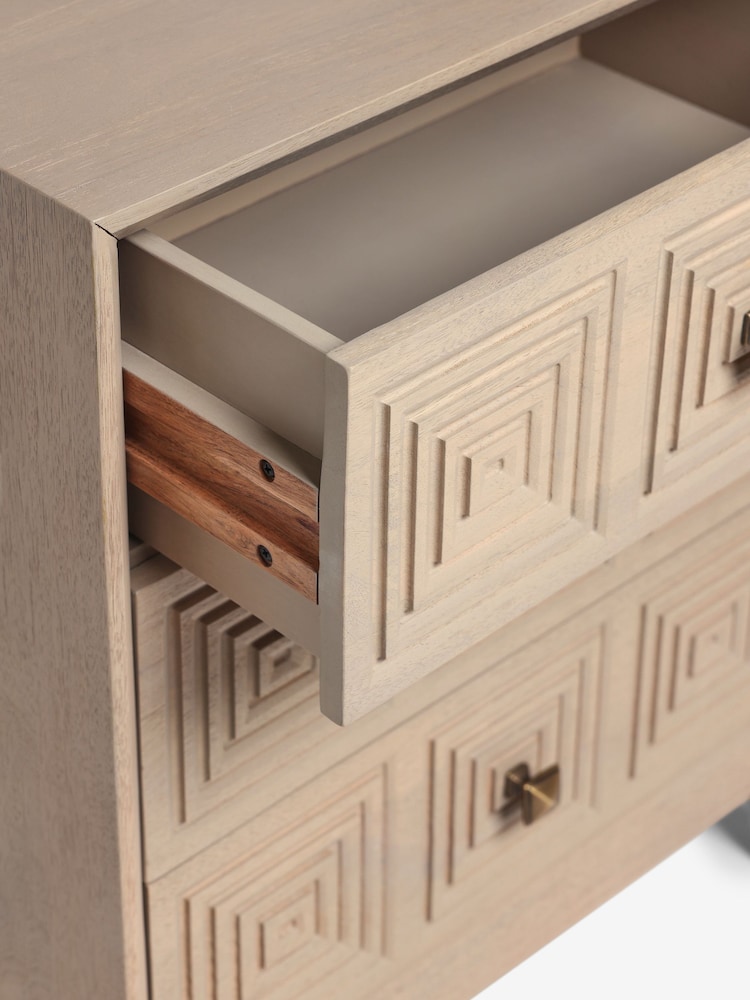 Light Grey Thalia Solid Mango Wood 3 Drawer Wide Bedside Table - Image 9 of 9