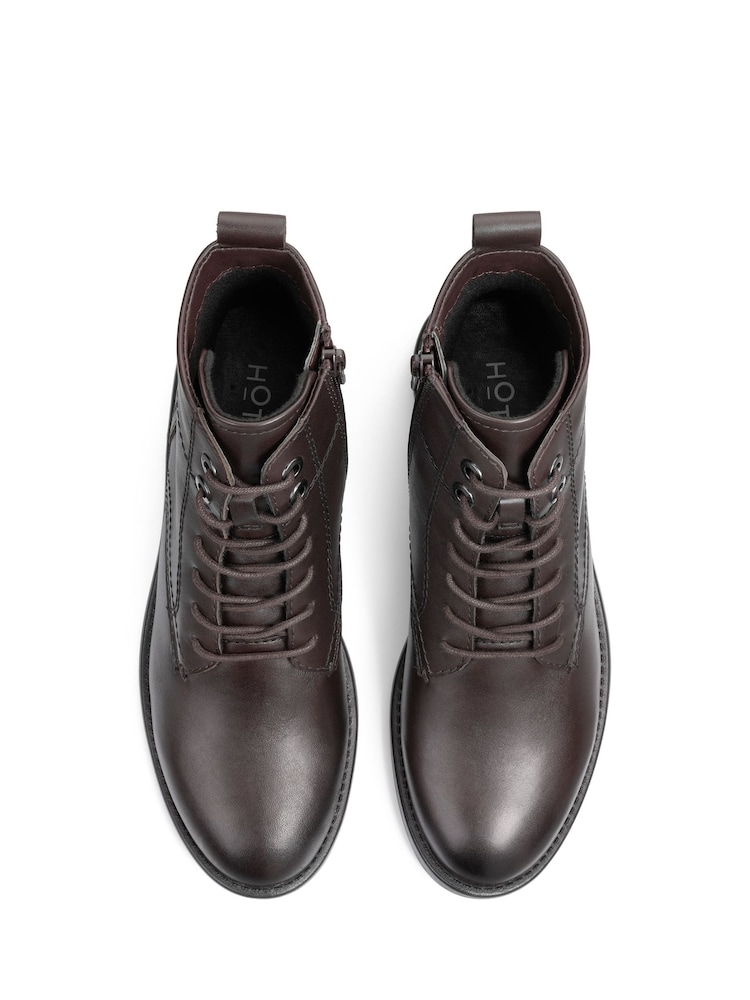 Hotter Brown Wide Fit Surrey Lace-Up/Zip Boots - Image 4 of 4