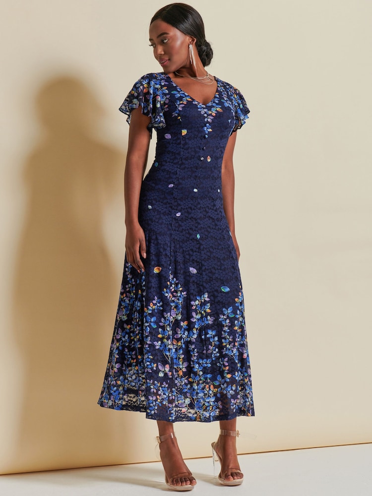 Blau - Jolie Moi Spitzen-Maxikleid mit Spiegelprint - Bild 1 von 7 Blau - Jolie Moi Spitzen-Maxikleid mit Spiegelprint - Bild 1 von 7
