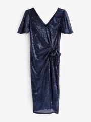 Jolie Moi Blue Angel Sleeve Sequin Pencil Dress - Image 7 of 7