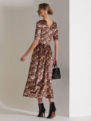 Jolie Moi Yellow Floral Print Velvet Maxi Dress - Image 2 of 7