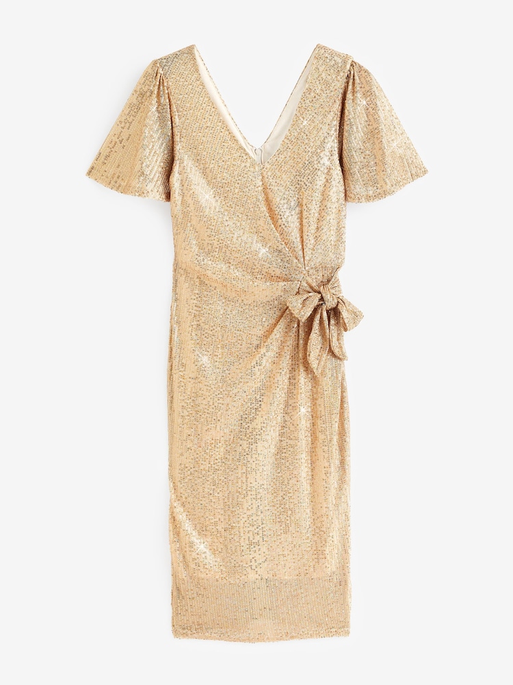 Jolie Moi Bleistiftkleid mit Pailletten und Flügelärmeln, Gold - Bild 7 von 7 Jolie Moi Bleistiftkleid mit Pailletten und Flügelärmeln, Gold - Bild 7 von 7