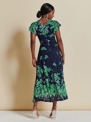 Jolie Moi Green Mirrored Print Lace Maxi Dress - Image 2 of 7