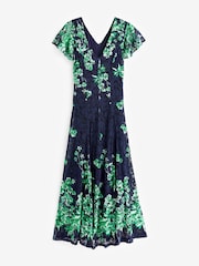 Jolie Moi Green Mirrored Print Lace Maxi Dress - Image 7 of 7