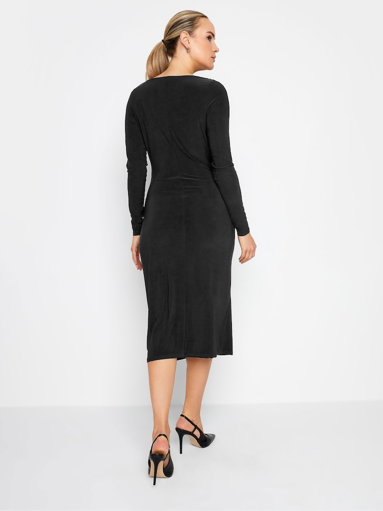 Long Tall Sally Black Long Sleeve Draped Dress - Image 2 of 4