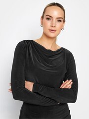Long Tall Sally Black Long Sleeve Draped Dress - Image 4 of 4