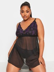 Yours Curve Purple Contrast Lace Babydoll Bra - Image 1 of 4