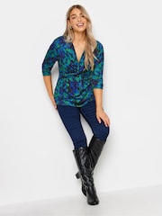 M&Co Blue Long Sleeve Twist Front Top - Image 2 of 4