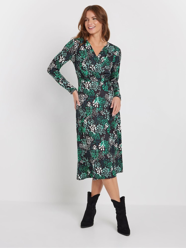 M&Co Green Long Sleeve Wrap Dress - Image 1 of 4