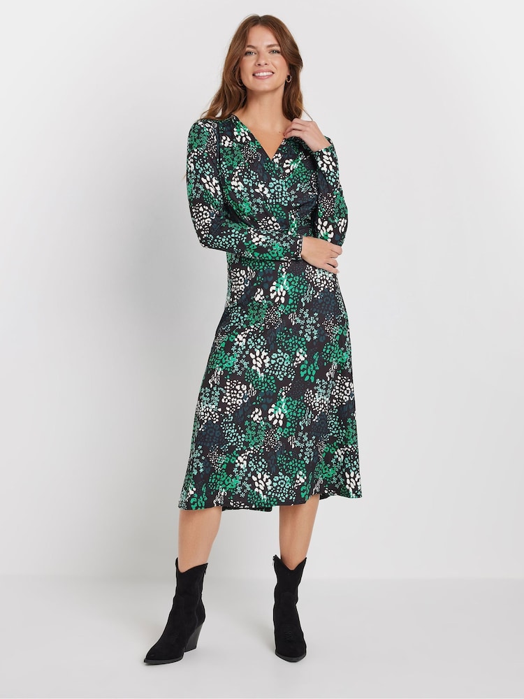 M&Co Green Long Sleeve Wrap Dress - Image 2 of 4