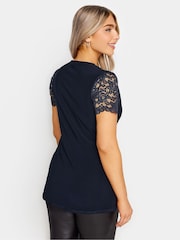 Azul - Blusa cruzada brillante con manga Angel de M&Co - Imagen 2 de 4