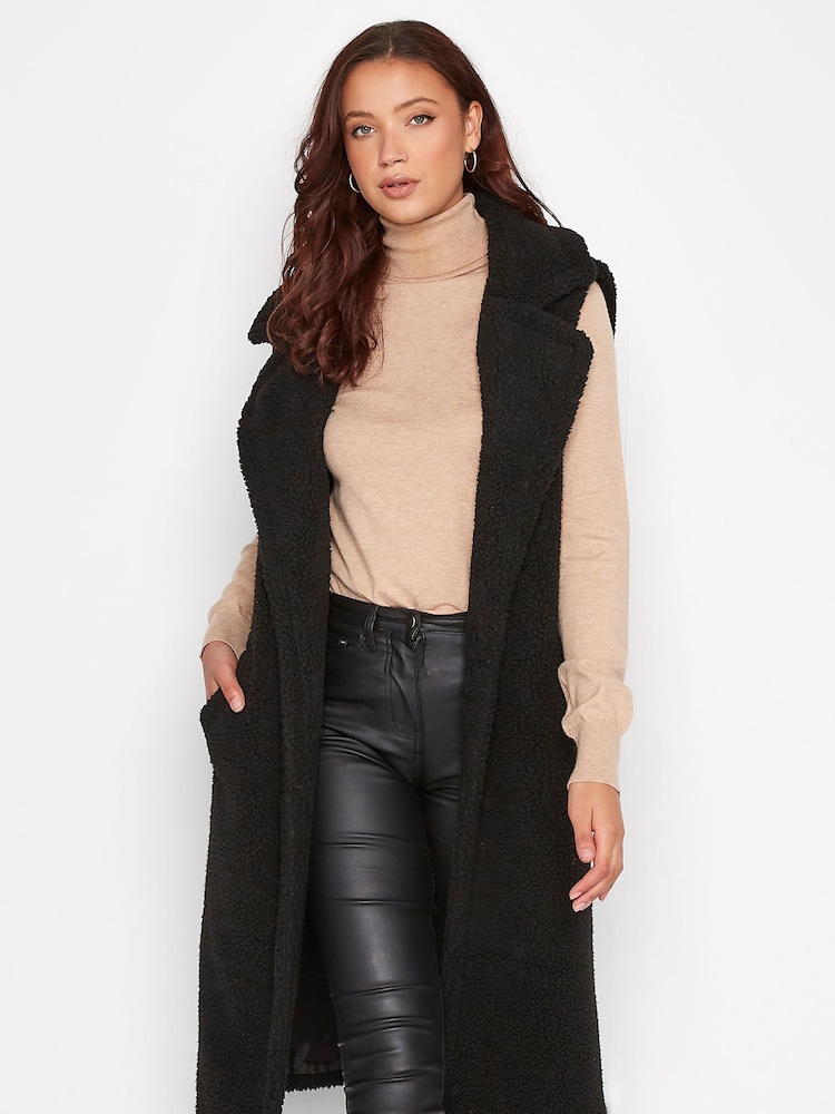 Long Tall Sally Black Teddy Longline Gilet - Image 1 of 4