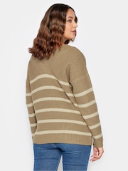 Long Tall Sally Natural V-Neck Striped Jumper - Image 3 of 4