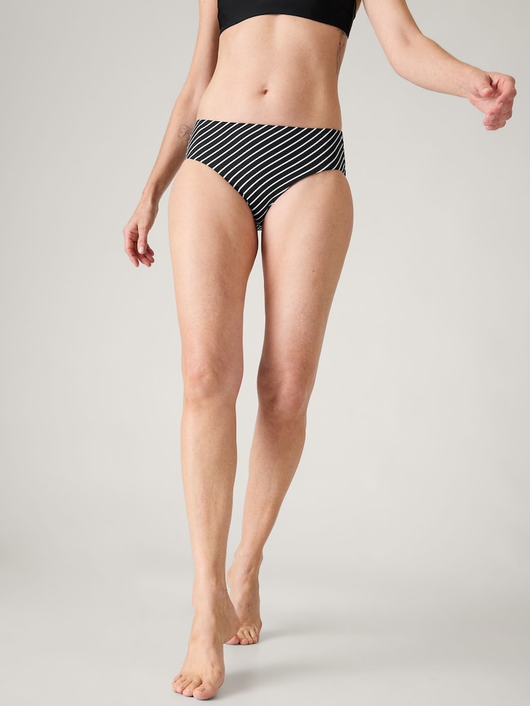 Athleta Black/White Stripe Clean Full Swim Bottom Bikini - Image 1 of 4