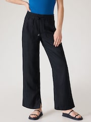 Athleta Black 100% Linen Retreat Wide Leg Trousers - Image 1 of 5