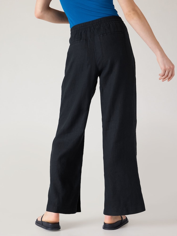 Athleta Black 100% Linen Retreat Wide Leg Trousers - Image 2 of 5