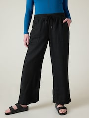 Athleta Black 100% Linen Retreat Wide Leg Trousers - Image 7 of 8