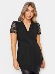 M&Co Black Light M&Co Angel Sleeve Shimmer Wrap Blouse - Image 1 of 4