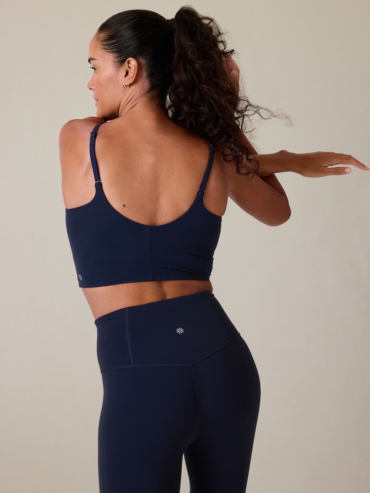 Athleta Navy Blue A-C Cup Elation V-Neck Crop Low Impact Sports Bra - Image 2 of 4