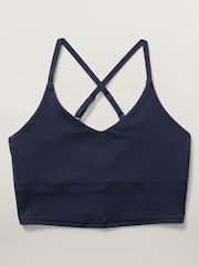 Athleta Navy Blue A-C Cup Elation V-Neck Crop Low Impact Sports Bra - Image 4 of 4