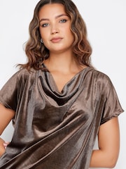 Braun - Long Tall Sally T-Shirt-Kleid aus Velours - Bild 4 von 4