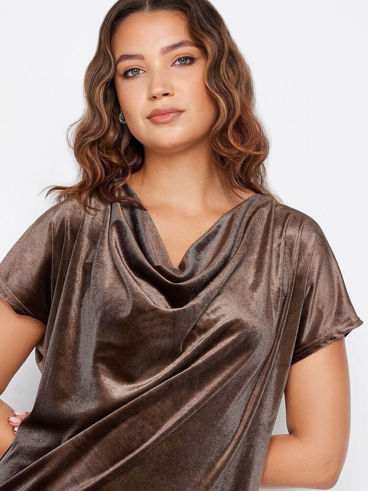 Braun - Long Tall Sally T-Shirt-Kleid aus Velours - Bild 4 von 4
