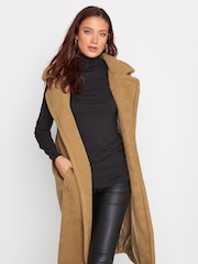 Long Tall Sally Brown Teddy Longline Gilet - Image 1 of 5