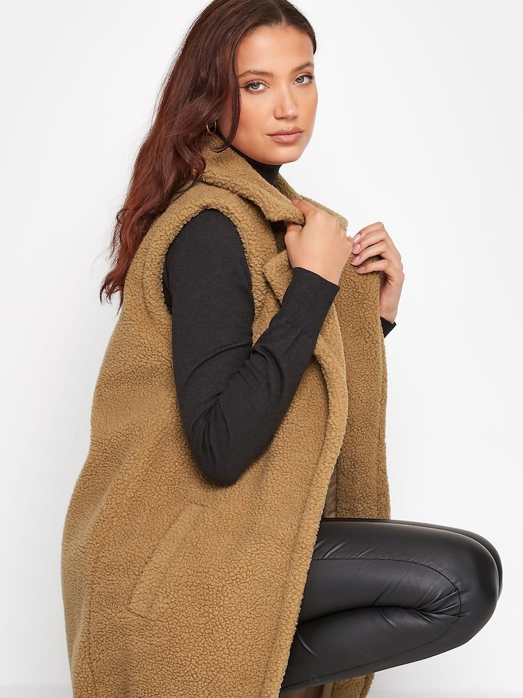 Long Tall Sally Brown Teddy Longline Gilet - Image 5 of 5