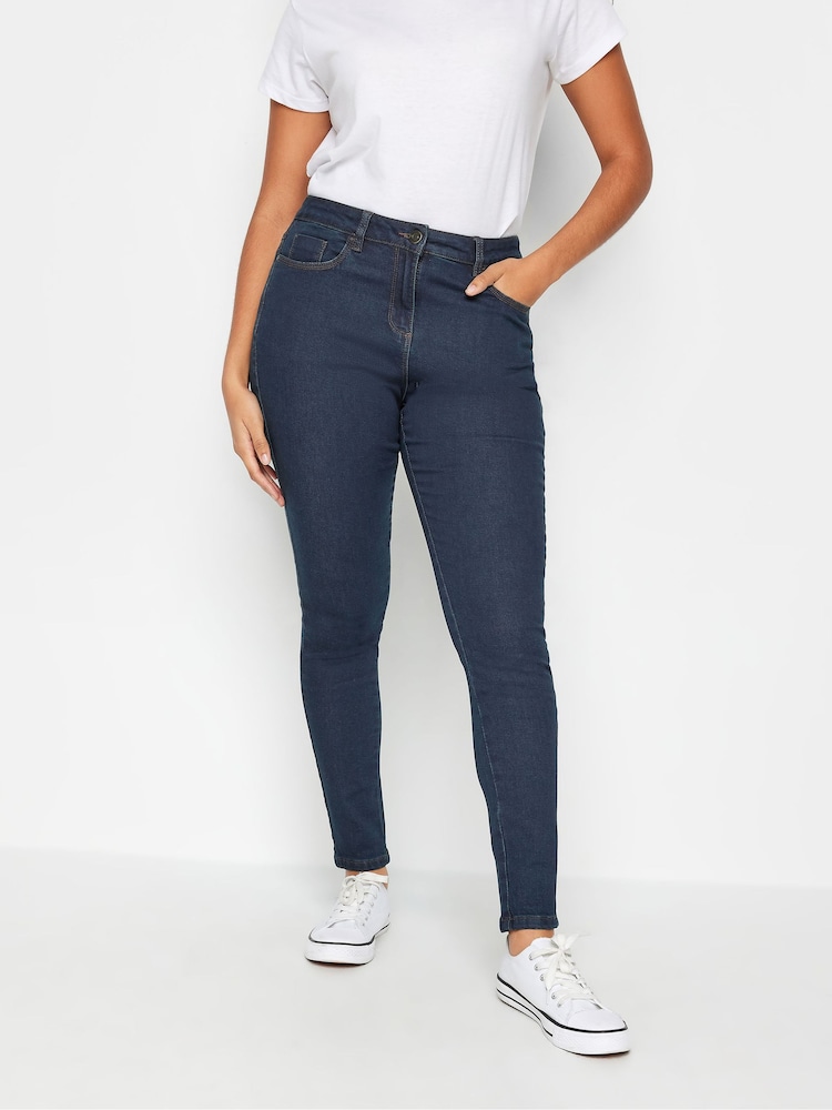 M&Co Blue Dark Mid Wash Skinny Jeans - Image 1 of 5