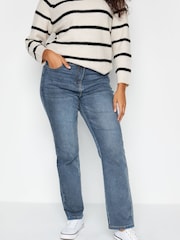 M&Co Blue Mid Wash Straight Leg Jeans - Image 1 of 5