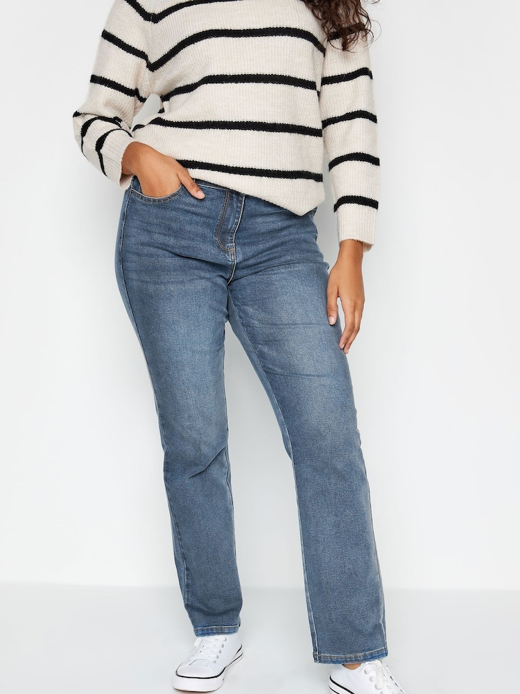 M&Co Blue Mid Wash Straight Leg Jeans - Image 1 of 5