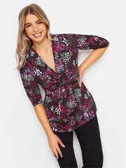 M&Co Pink Long Sleeve Twist Front Top - Image 1 of 4
