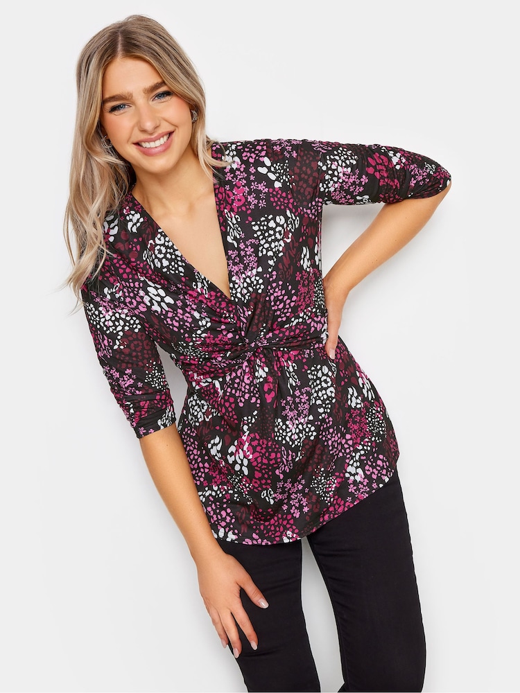 M&Co Pink Long Sleeve Twist Front Top - Image 1 of 4