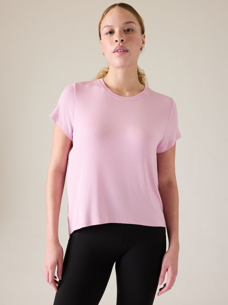 Athleta Pink With Ease Rib T-Shirt - Image 1 of 4 Athleta Pink With Ease Rib T-Shirt - Image 1 of 4