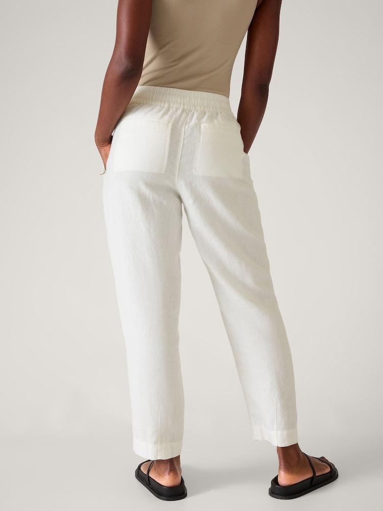 Athleta White Retreat Linen Ankle Trousers - Image 2 of 5 Athleta White Retreat Linen Ankle Trousers - Image 2 of 5