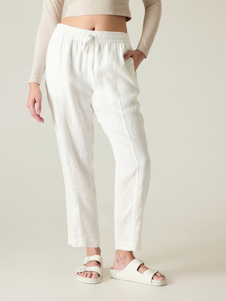 Athleta White Retreat Linen Ankle Trousers - Image 5 of 5 Athleta White Retreat Linen Ankle Trousers - Image 5 of 5