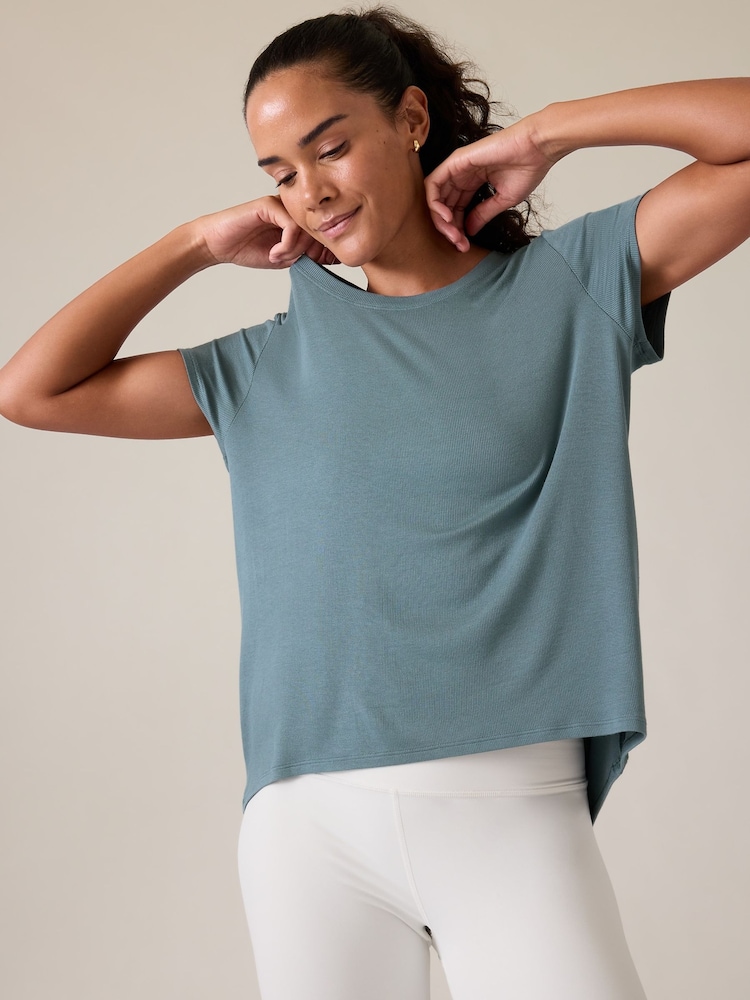 Athleta Green With Ease Rib T-Shirt - Image 1 of 5