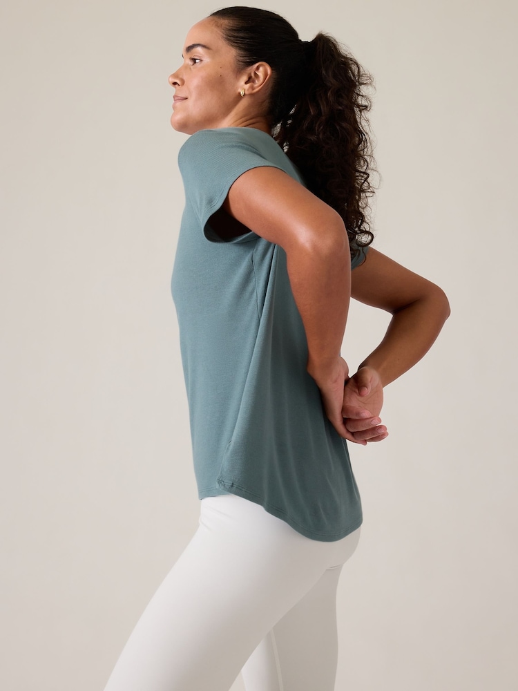 Athleta Green With Ease Rib T-Shirt - Image 2 of 5
