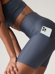 Athleta Blue Interval High Waisted 7" Pocket Shorts - Image 4 of 4