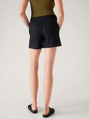 Athleta Black Retreat 100% Linen Mid Rise Shorts - Image 2 of 6