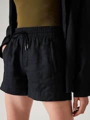 Athleta Black Retreat 100% Linen Mid Rise Shorts - Image 5 of 6
