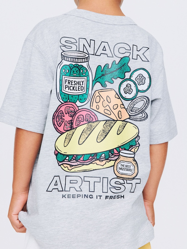 Cotton On Grey Jonny Short Sleeve Back Graphic Print T-Shirt - Image 2 of 5 Cotton On Grey Jonny Short Sleeve Back Graphic Print T-Shirt - Image 2 of 5