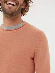 FatFace Orange Washed Crew Jumper - Image 3 of 5