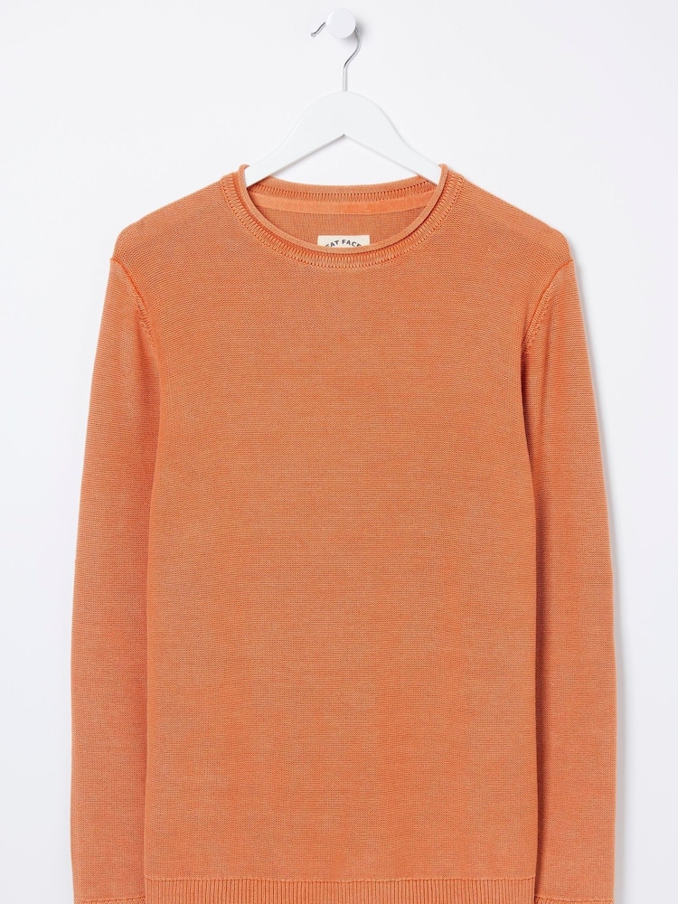 FatFace Orange Washed Crew Jumper - Image 5 of 5