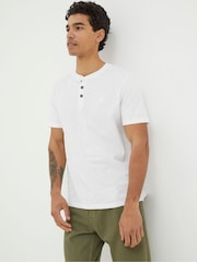 FatFace White 100% Cotton Woodside Slub Henley T-Shirt - Image 1 of 5