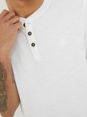 FatFace White 100% Cotton Woodside Slub Henley T-Shirt - Image 3 of 5