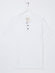 FatFace White 100% Cotton Woodside Slub Henley T-Shirt - Image 5 of 5